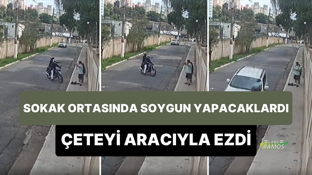 Sokakta Yürüyen Çifti Silah Doğrultarak Soymaya Çalışan Motosikletli Çeteyi Arabasıyla Ezdi!