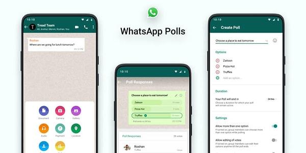 WhatsApp kullanıcılarına bugün itibariyle grup sohbetleri için anket özelliği geldi.