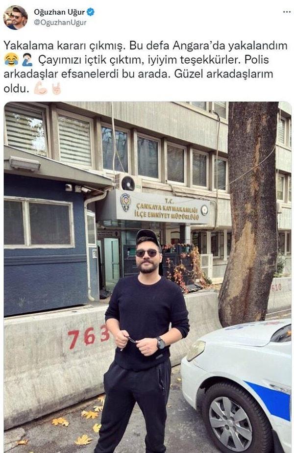 YouTuber Oğuzhan Uğur, sosyal medyadan yaptığı paylaşımda hakkında yakalama kararı olduğunu ve gözaltına alındığını duyurdu.