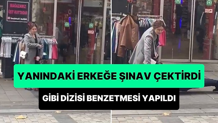 İstanbul'da Bir Kadın, Yanındaki Erkeğe Sokak Ortasında Şınav Çektirdi