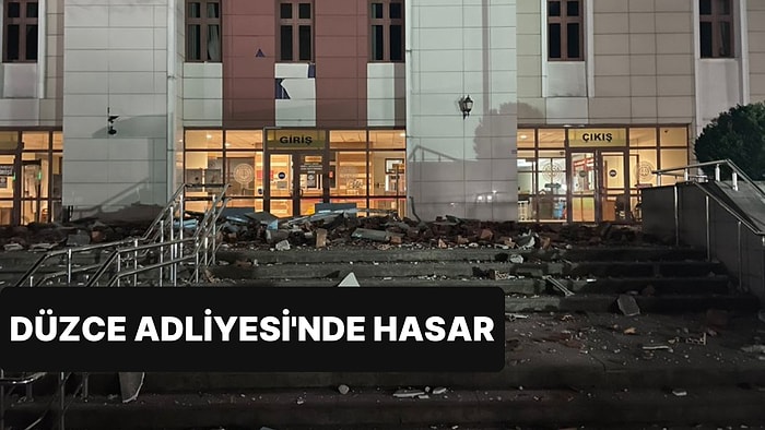 Düzce Adliyesi’nde Hasar: Binanın Giriş Kısmında Moloz Yığını Oluştu