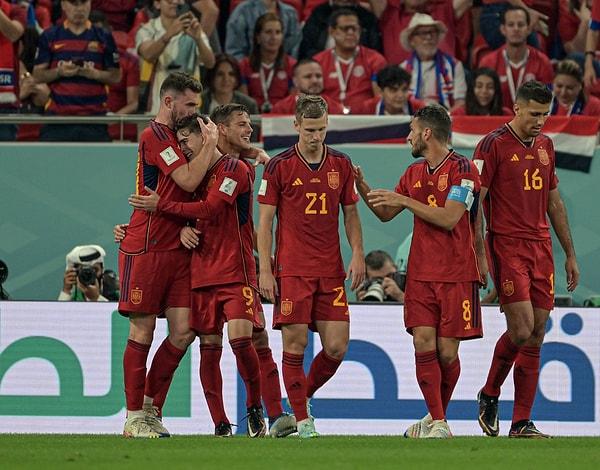 İspanya, 2022 Dünya Kupası E Grubu'nda Kosta Rika'yı 7-0 mağlup etti.