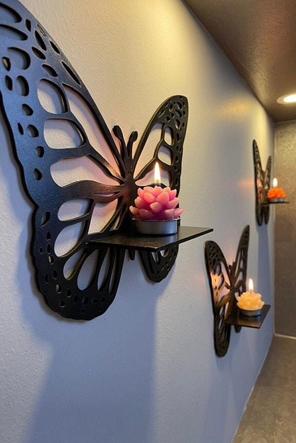 16. Çok tatlı dekoratif kelebek şeklinde duvar rafı.