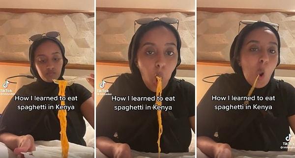 Bibi isimli bir kadın Kenya'da öğrendiği bir spagetti yeme taktiğini gösterdiği videosu ile viral oldu.