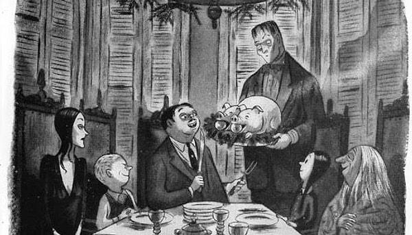 Addams Ailesi, 1938'de Charles Addams imzalı bir karikatürler serisinde doğdu.