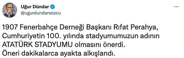 İşte Fenerbahçe Atatürk Stadyumu'yla ilgili ünlü isimlerden gelen mesajlar;