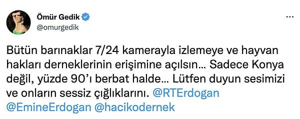 Cumhurbaşkanı Recep Tayyip Erdoğan ile eşi Emine Erdoğan’a seslenen ünlü isim, barınaklar için ‘Sadece Konya değil, yüzde 90'ı berbat halde’ dedi.👇