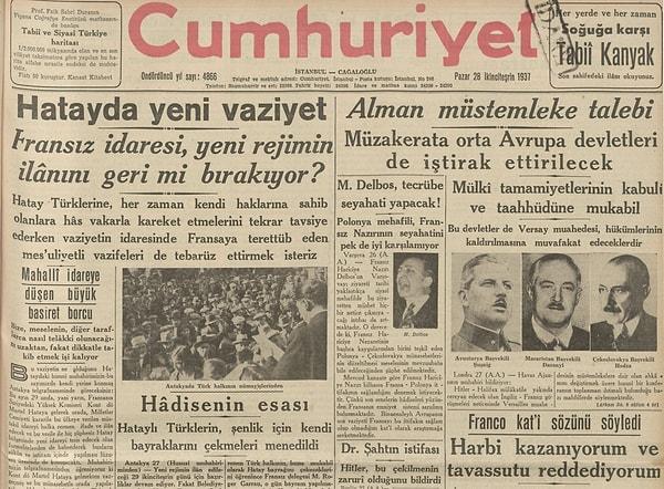 Bugünün eski gazetesi: 28 Kasım 1937