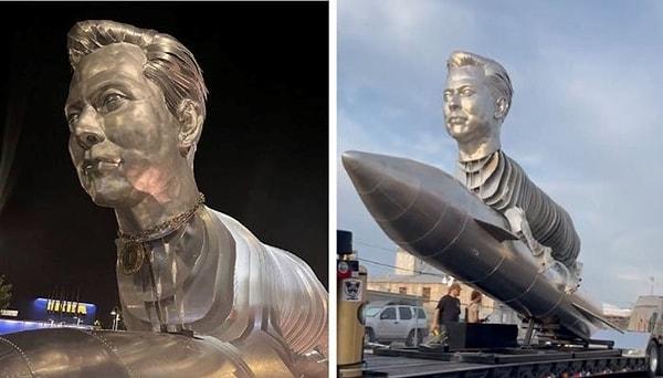 Kendilerini Musk hayranı olarak tanımlayan Ashley Sansalone, Alec Wolvert ve Richie Latimer,heykeli kripto para birimi Elon GOAT Token'ı tanıtmak için ürettiklerini söyledi.
