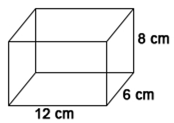 1. Görseldeki şekilde verilen dikdörtgenler prizmasının hacmi kaç cm³ eder?