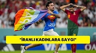 Portekiz-Uruguay Maçında LGBTİ+ Bayrağıyla Sahaya Giren Taraftar Ukrayna ve İranlı Kadınlar İçin Dikkat Çekti