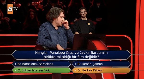 3 joker hakkını da kullanan yarışmacı 6. soruda verdiği yanlış cevapın ardından 2.000 lira ile yarışmaya veda etti.