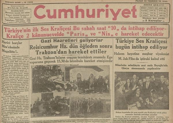 Bugünün eski gazetesi: 30 Kasım 1930