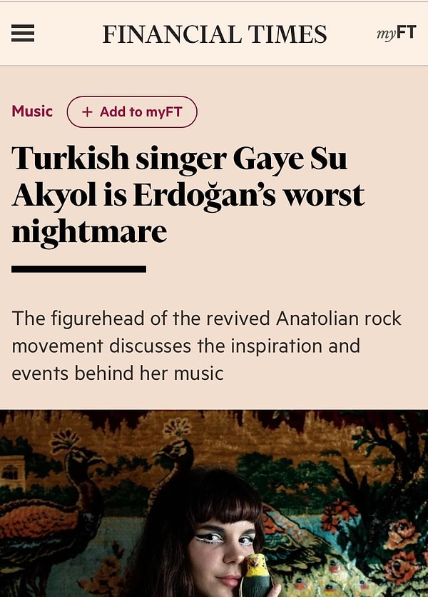 Yazının başlığı "Türk şarkıcı Gaye Su Akyol Erdoğan'ın en büyük kabusudur" başlığı atıldı. Akyol'un kıyafetlerinden yola çıkarak yapılan bu benzetme kısa sürede sosyal medyada gündem oldu. Çünkü kullanıcılar, Gaye Su Akyol'un dünya çapında kendi ismi için PR çalışması yaptırdığını düşünüyor.