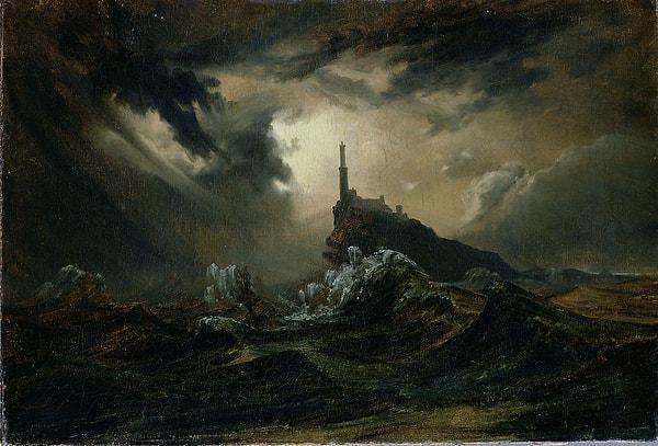 10. Deniz Feneri ile Dalgalı Deniz - Carl Blechen (1826)