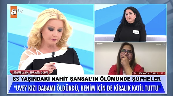 Müge Anlı da İpek'in ifadesini canlı yayında okudu. İpek'in "Sema benim üvey ablam, ablamla aramda sorunlar yaşıyorum. Ben şu anda boşanma aşamasındayım. Benim boşanma aşamasında olduğumda kocamla ablam görüşüyor. Bu görüşmenin doğru olmadığını ben ona söyledim." şeklinde ifade verdiği ortaya çıktı. Anlı, bu ifadenin savcılık tarafından ciddiye alınmadığını belirtti.