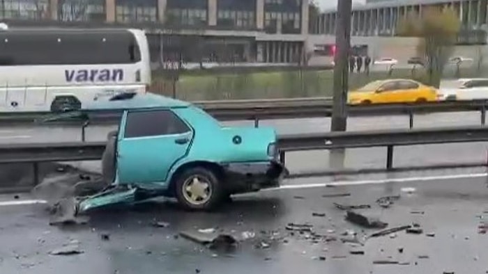 TEM'de Feci Kaza: Kaza Yapan 'Şahin' Ortadan İkiye Bölündü