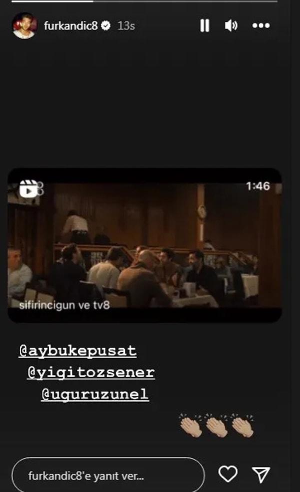 Furkan Andıç geçtiğimiz gün Aybüke Pusat'ın yeni dizisi Sıfırıncı Gün tanıtımını Instagram hikayeler kısmında paylaşıp bir de Pusat'ı etiketleyince; durum "Sevgilisine destek oluyor" şeklinde yorumlanmıştı.