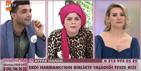 Ayfer ise yayına bağlanıp "Yeşim yalan konuşuyor. Ben Erdi ile evliyken -imam nikahlı- kocamın kanına girdi, yuvamı yıkmaya çalıştı. Neden resmi nikah kıymadan çocuk yaptın, hadi çocuk yaptın neden başkasıyla resmi nikah kıydın?" sorusuyla stüdyoda buz kestirirken Yeşim'in "Sen de resmi nikahlı evli değilsin, neden iki çocuk yaptın o zaman?" sorusuyla ortalık karışmıştı.