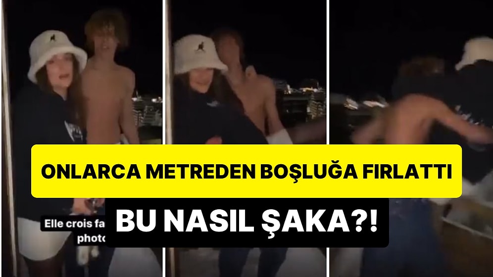 Bu Nasıl Şaka?! Kucağına Aldığı Kadını Onlarca Metre Yükseklikten Karlı Zemine Fırlatan Adam