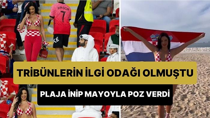 Seksi Görüntüsüyle Dünya Kupası Tribünlerinin İlgi Odağı Olan Hırvat Model Mayosuyla Katar Plajlarına İndi