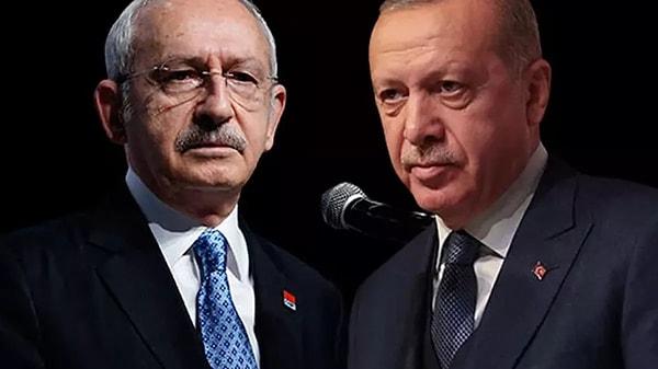 Erdoğan, CHP Genel Başkanı Kemal Kılıçdaroğlu'nun ise önünde. Erdoğan ve Kılıçdaroğlulu senaryoda oy dağılımı yüzde 44,5'e 39,4'le Erdoğan lehine.