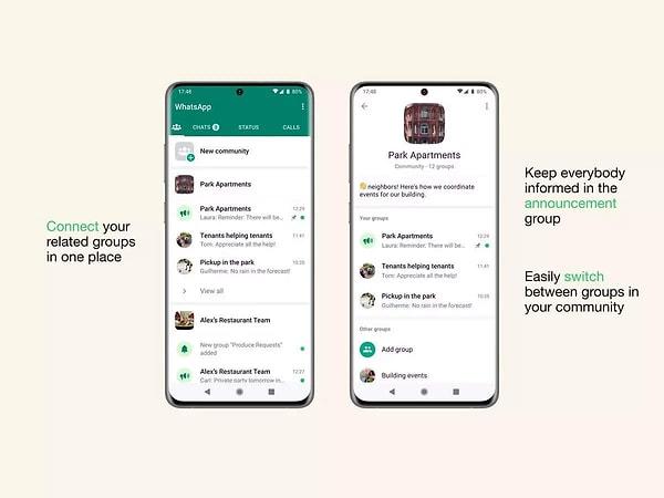 WhatsApp bir süre önce Topluluklar adı altında yeni bir kullanım şeklini sürmüştü. Topluluklar üzerinden artık 5 bin kişilik grup sohbetleri oluşturulabiliyor.