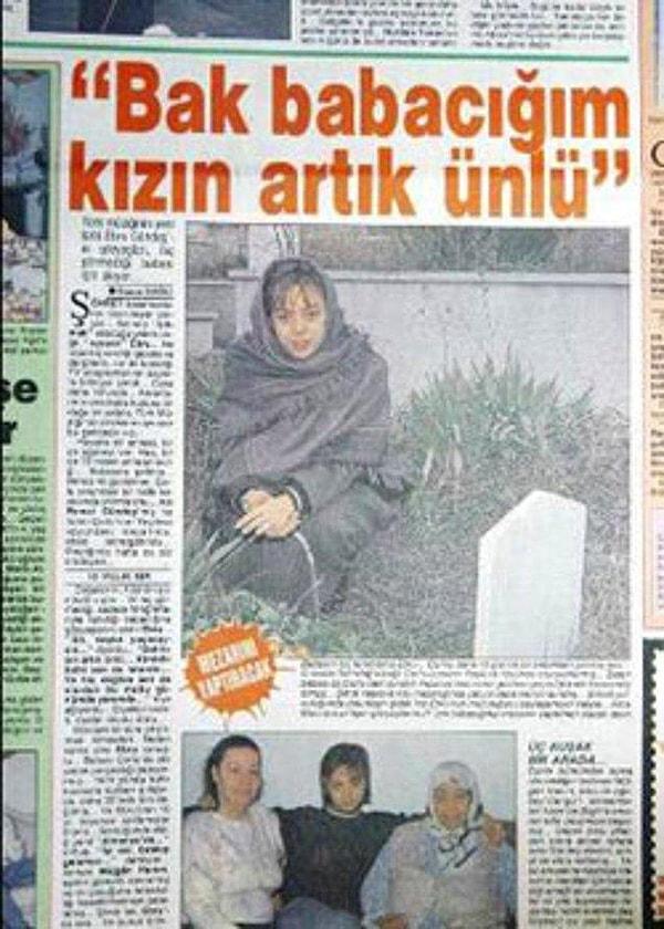 8. Ebru Gündeş'in hala hayatta olan babasının mezarına basınla giderek dua etmesi