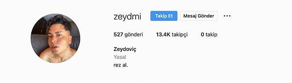 Sosyal medyada 13.4 bin takipçisi olan Zeyd Gümüştutan'ın hesabına @zeydmi kullanıcı adıyla ulaşabilirsiniz.