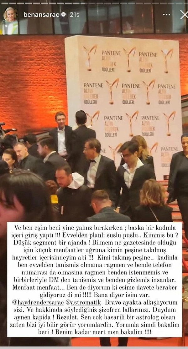 İpin ucu ise Ender Saraç'ın Astrolog Aygün Aydın ile törene katılması sonucu Benan Saraç'ın sosyal medya hesabından yaptığı açıklamalar sonucu koptu.