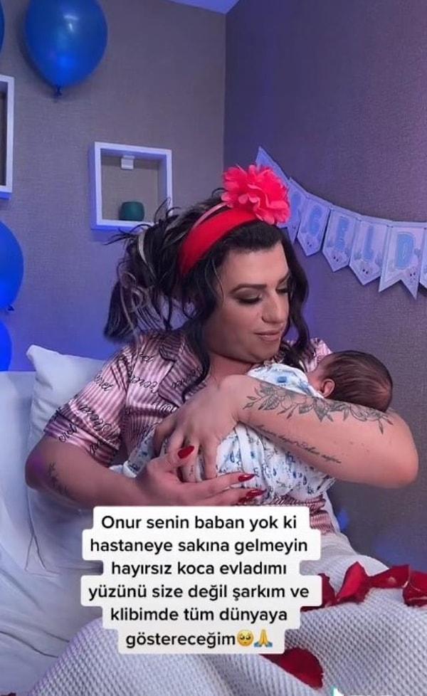 Çocuğunun adının Onur Sermik olduğunu söyleyen Mükremin, doğum mizansenini bu fotoğrafla noktalamıştı.
