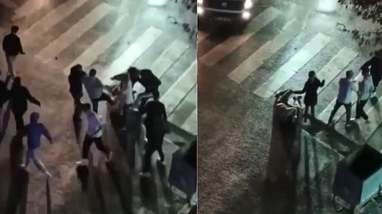 Eşine Tokat Atan Şahsı Çevredekiler Tekme Tokat Dövdü