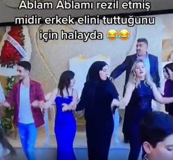 O görüntüleri sosyal medya hesabından paylaşan kadının kardeşi ise, 'Sizce düğünde babam, halayda erkek elini tuttuğu için ablamı rezil etmiş midir?' dedi.