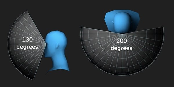 Normal şartlarda görüş açımızın genişliği ortalama 200° derecedir.