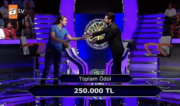 Yarışmadan çekilme hakkını kullanan Çağdaş İrfan Yıldırım 250.000 TL ile yarışmaya veda etmişti.