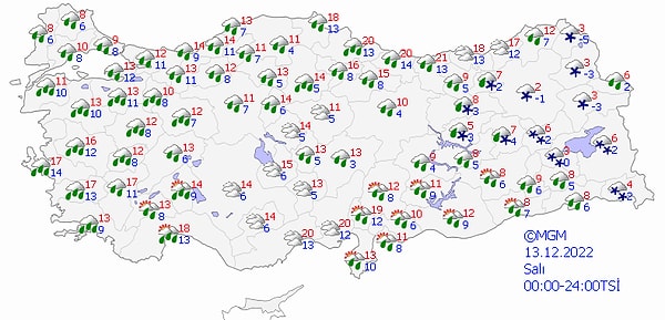 Bugün yurt genelinde hava şöyle: