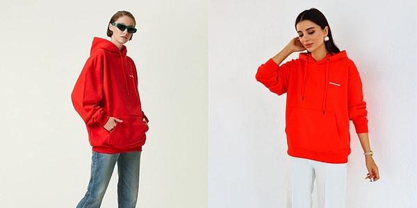 2. Balenciaga Kırmızı Kapüşonlu Logolu Sweatshirt