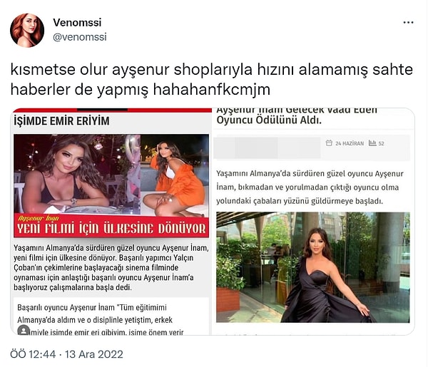 @venomssi adlı Twitter kullanıcısının radarına takılan Ayşenur, aşırı photoshoplu görüntülerinin ardından internette yer alan haberleriyle de sosyal medyanın gündeminde!