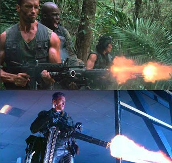 12. Arnold Schwarzenegger Predator (1987) filminde kullandığı silahın aynısını Terminator 2 (1991) filminde de kullanıyor.