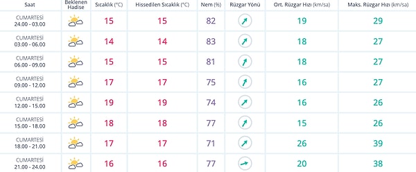 17 Aralık Cumartesi İstanbul Hava Durumu