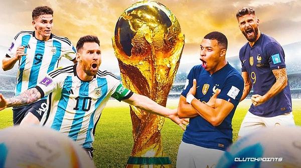 Dünya Kupası'nda ikişer şampiyonlukları bulunan Fransa ile Arjantin, üçüncü şampiyonluk için karşı karşıya gelecek.