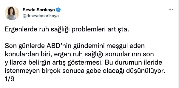 Haberi kamuoyu ile paylaşan Nörolog Sevda Sarıkaya, bu artışın ilerleyen yıllar için bir tehlike arz edebileceği tahmin ediliyor, açıklamasını yaptı.