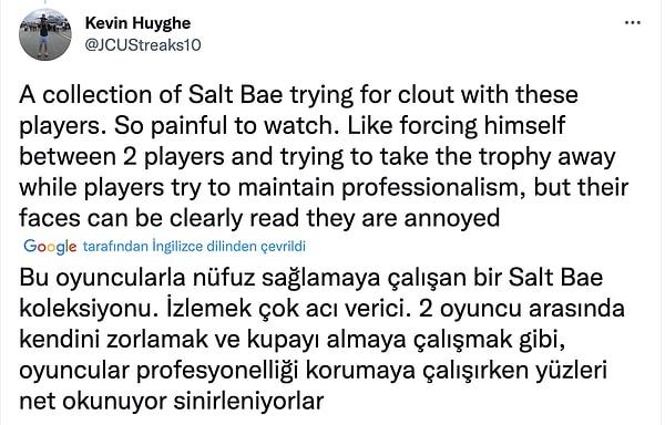 Bir kullanıcı da videoyu paylaşarak Nusret'in oyuncuların elinden kupayı almaya çalışmasına futbolcuların sinirlendiğine dikkat çekmiş.