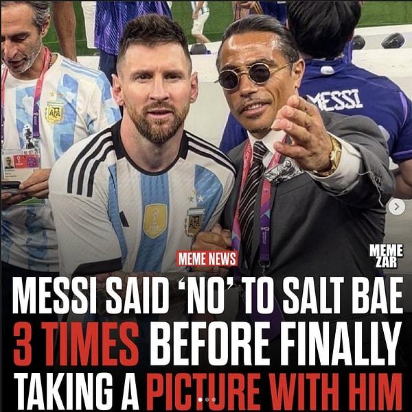 Messi'nin Nusret'in zorla fotoğraf çektirmesini 3 kez reddettiği ama sonunda fotoğraf çektirdiği haberlerde yer aldı.