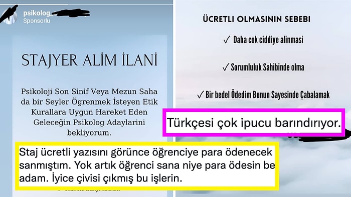 Korkunç Türkçesiyle Stajyer Öğrencilerden Para İsteyen Psikoloğun Reklamı Sinirlerinizi Zıplatacak