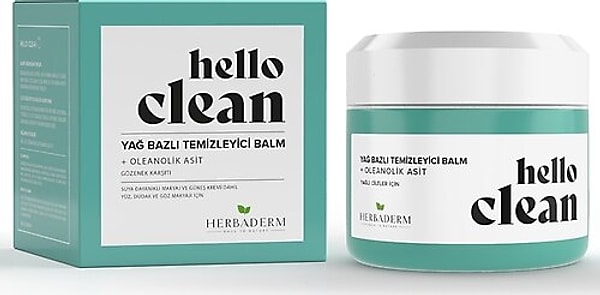 3. Herbaderm Hello Clean Yağ Bazlı Temizleyici Balm Gözenek Karşıtı ve Oleanolik Asit