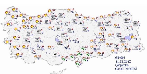 Bugün (21 Aralık Çarşamba) Hava Nasıl Olacak?