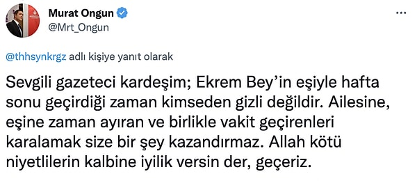 Murat Ongun ise olgunlukla şu yanıtı verdi.