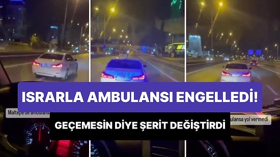 Sirenleri Açık Ambulansın Geçişini Engellemek İçin Israrlı Bir Şekilde Şerit Değiştirdi!