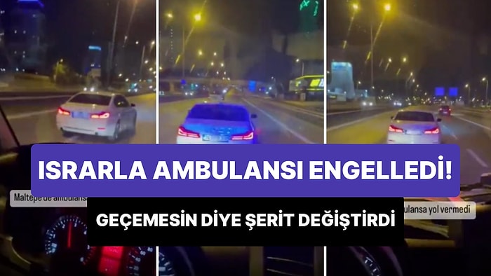Sirenleri Açık Ambulansın Geçişini Engellemek İçin Israrlı Bir Şekilde Şerit Değiştirdi!